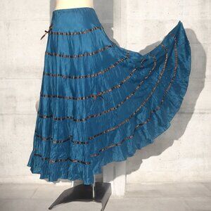 Rare Vintage Betsey Johnson 90s Y2K Full Maxi Skirt Ribbon Stripes S M As Is